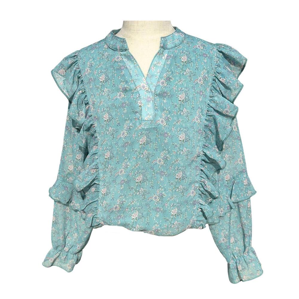 NEW PLEAT girls katie whimsy top in teal